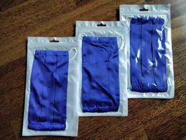 3er Set Seidenmasken blau