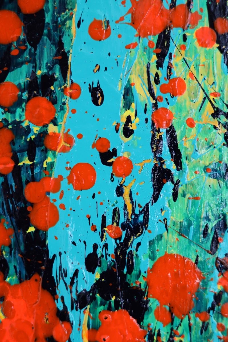 Tableaux: Abstraktes Acrylbild Dynamik Farbe Action 120x160 cm – Neuf avec emballage d'origine à  par  5