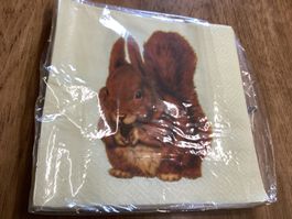 12 Servietten mit Eichhörnchen Motiv, Herbstdeko, Neu