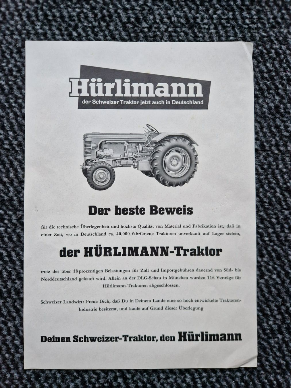 Hürlimann Tracteurs: Original Prospekt Hürlimann Traktor "Der beste Beweis" – D'occasion à Dürnten par Bachtel84
