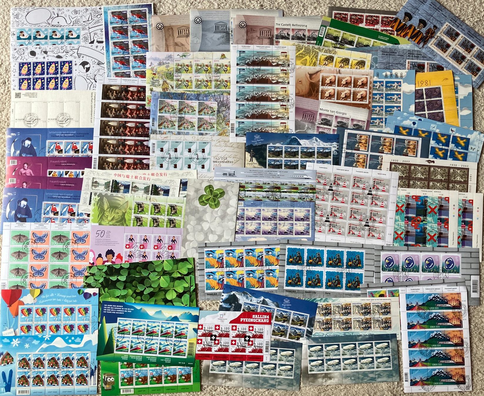 Alle Briefmarken: Schweiz: 70 Kleinbogen Ausgabetag – Gebraucht aus Eschlikon TG von PhilCon