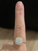 bague vintage plaquée or jaun  57,5  pierres brillants neuve