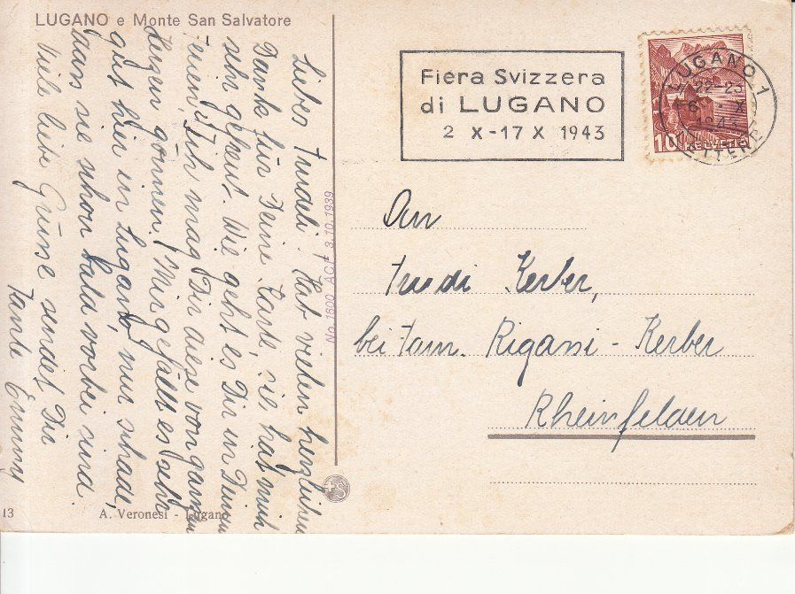 Cartoline postali: Lugano 1943 – Usato da Bürglen TG venduto da StampGraf 1