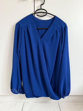 Bluse in Wickeloptik - Blau - Grösse ca. 36
