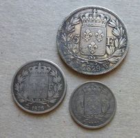 Frankreich ++ 1 Franc 1825A, 2 Francs 1828A, 5 Francs 1829W