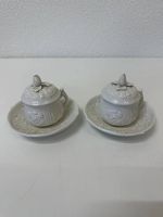 Vintage Mottahedeh Porzellan Tassen mit Untertellern 2er-Set