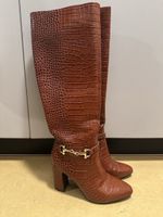 Bottes en cuir marron aspect croco -39 - Comme neuves