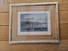 Originale, Aquatinta, Altkollorit Zollikon mit Rahmen, Top!