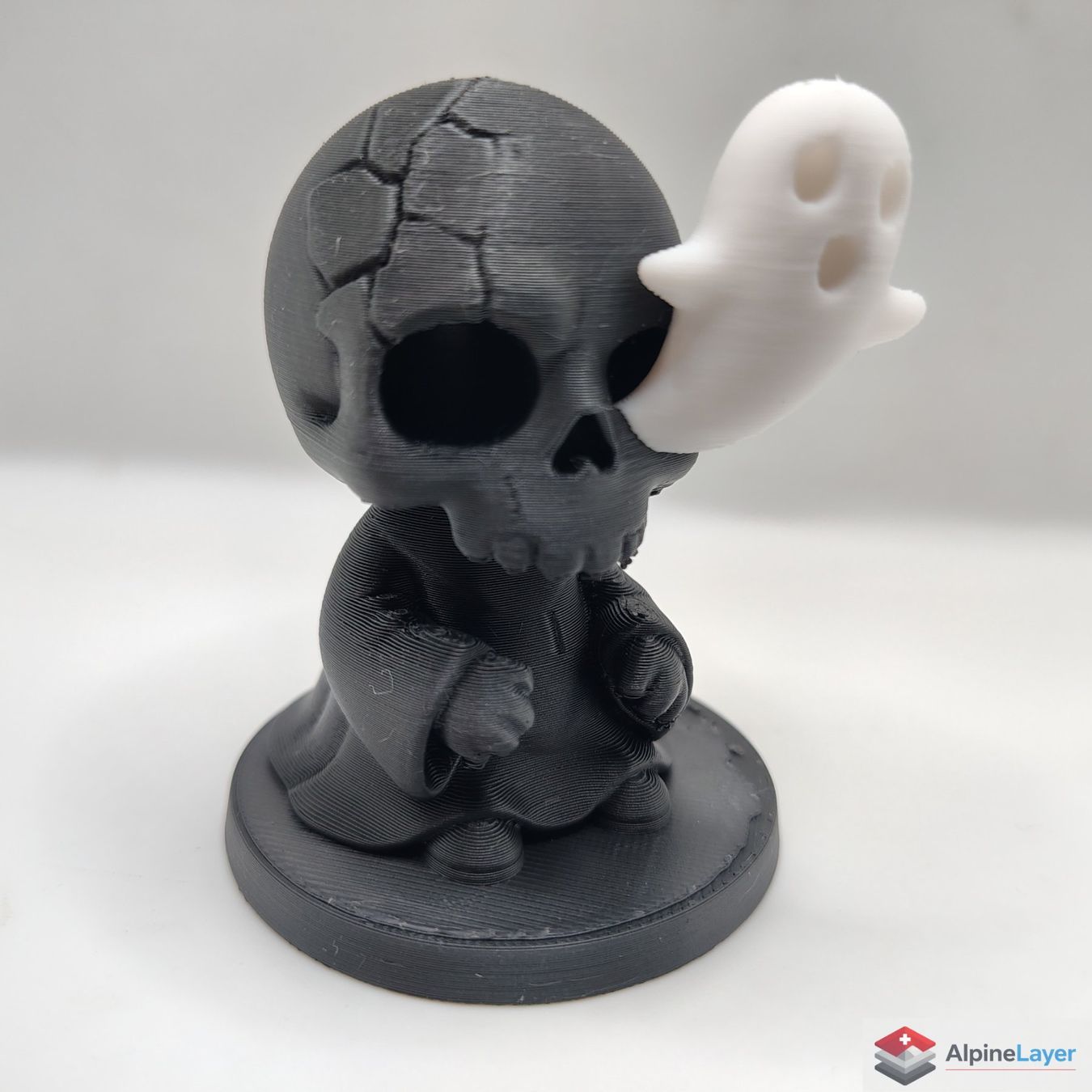 Statuette: Haunted Skull with Ghost 3D Printed Decor Black White – Nuovo (secondo la descrizione) da Losone venduto da AlpineLayer 1