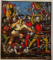 Jules Courvoisier, Schlacht bei Sempach, Holzschnitt, 1916