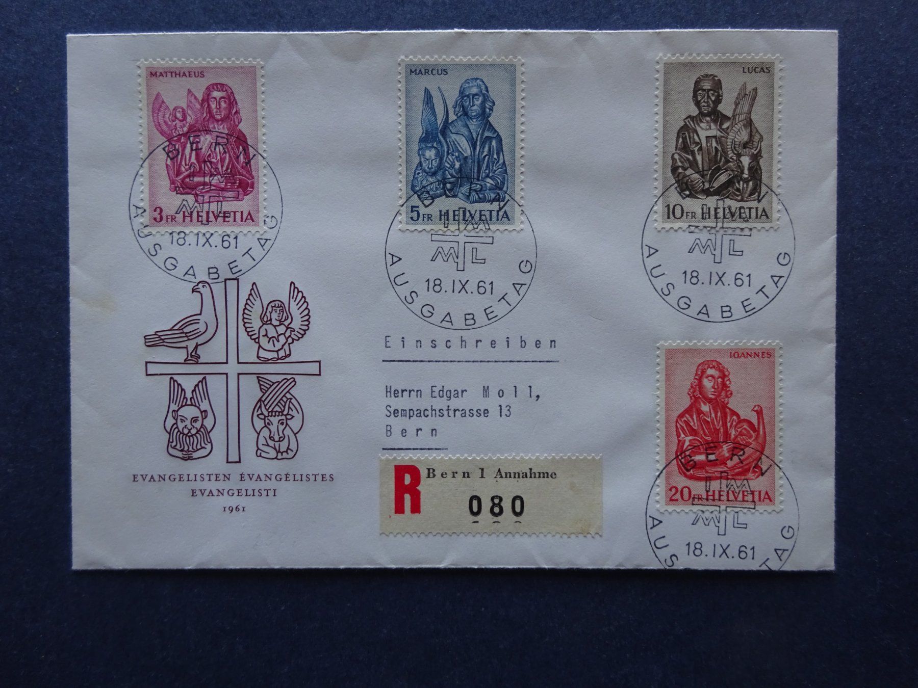 Tutti i francobolli: 1961 Z-Nr. 381 - 384 FDC – Usato da Appenzell-Steinegg venduto da adi1975 2