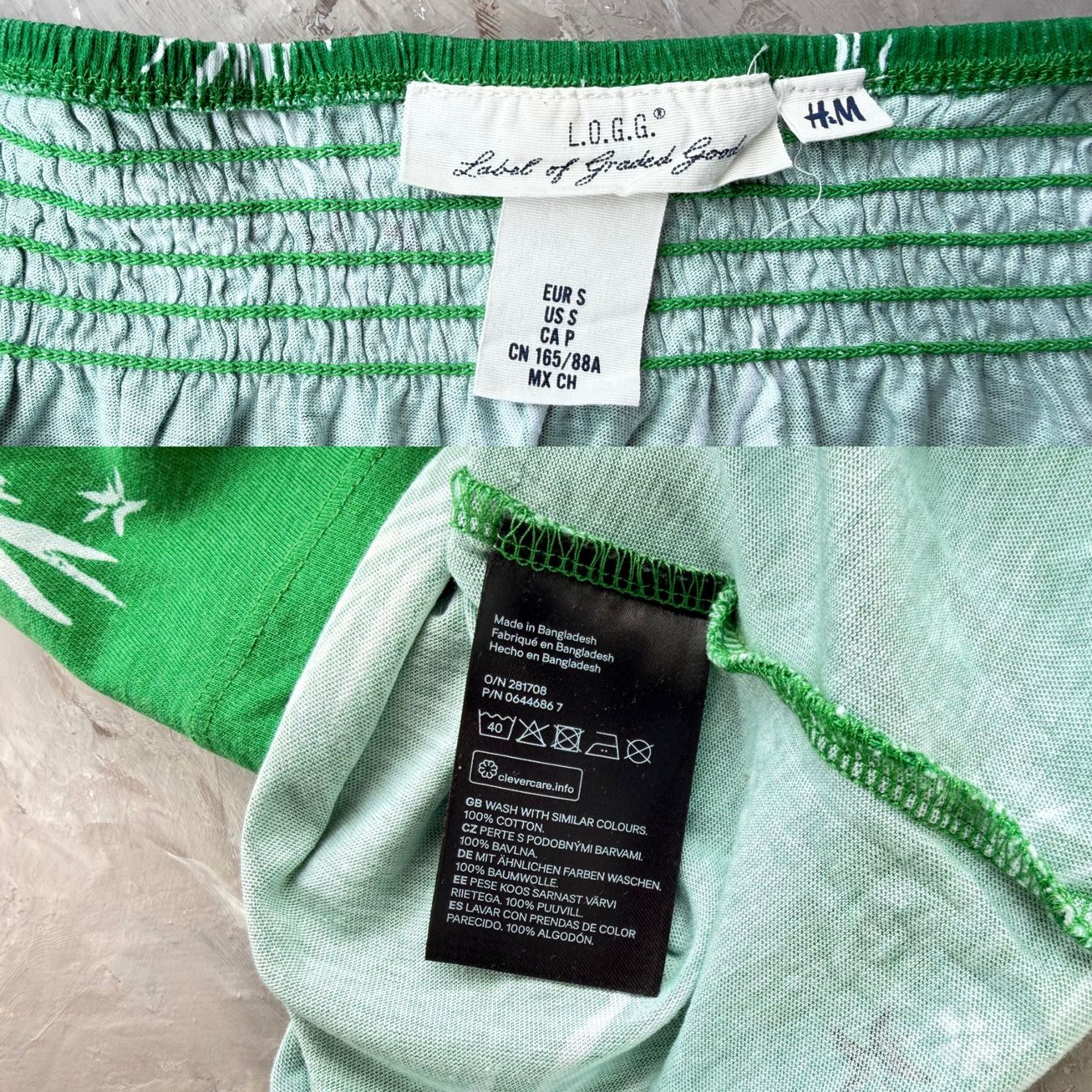H&M Top: Top Bardot H&M Vert Tropical Coton, H&M – Usato da Thônex venduto da Suisse.Shopping 7