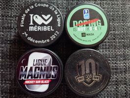 Lot 4 pucks KHL IIHF Ligue Magnus