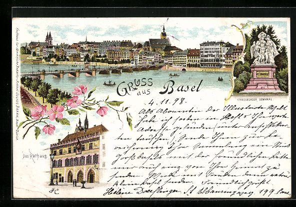 Cartoline postali: Litho Basel, Strassburger Denkmal, Das R – Usato da Berlin venduto da bartko-reher