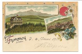Gruss vom Freudenberg (SG) Wirtschaft Alpstein - Litho 1900
