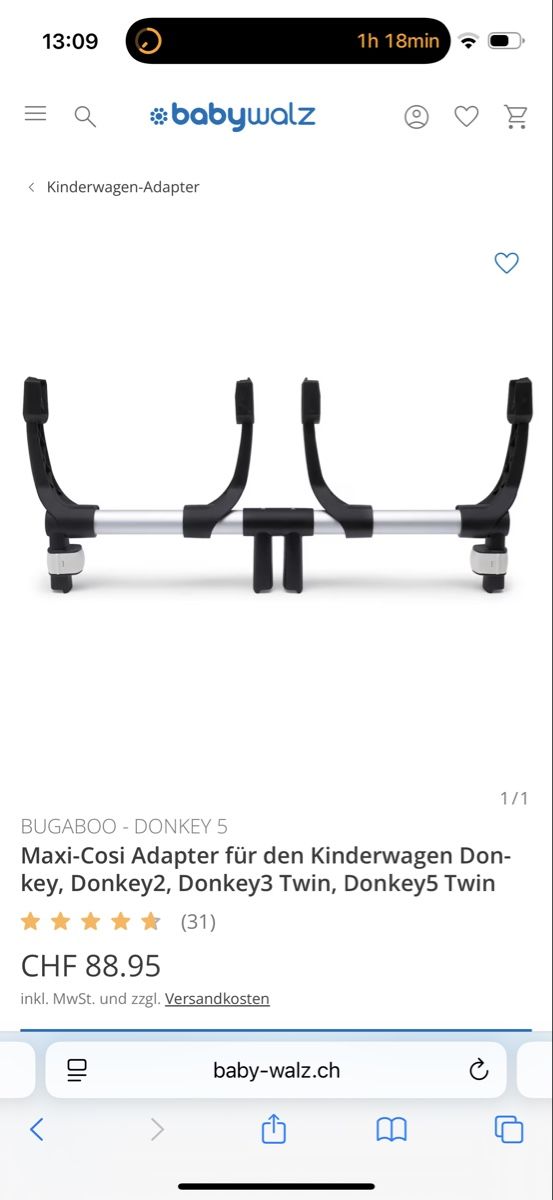 Bugaboo Poussette: Bugaboo Donkey Maxi-Cosi Adapter - Top Zustand! – Neuf (Voir description) à Lyss par zul_c67f