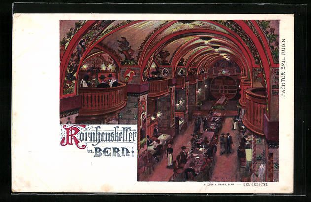 Ansichtskarten: Bern, Gasthaus Kornhauskeller, Innenansi – Gebraucht aus Berlin von bartko-reher