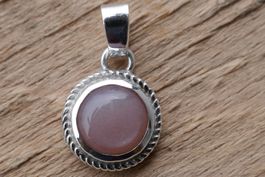 Mondstein rosa Anhänger in Silber / Handgemacht