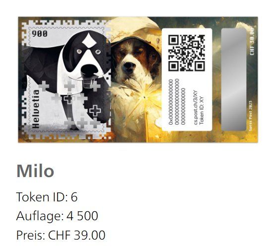 Tutti i francobolli: Swiss Crypto Stamps 3.0 ID6 mit Stempel – Nuovo e nell'imballaggio originale da Baar venduto da CryptoShop 1