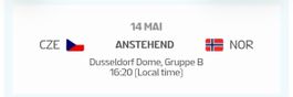2x CZE vs. NOR / Eishockey WM / Freitag, 14.05.2027