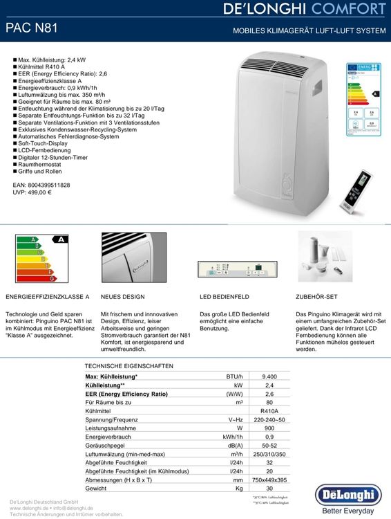 De'Longhi Pac N81 Klimaanlage  6