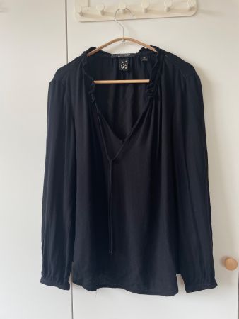 Scotch & Soda Bluse Schwarz V-Ausschnitt Gr. M (100% Viskose