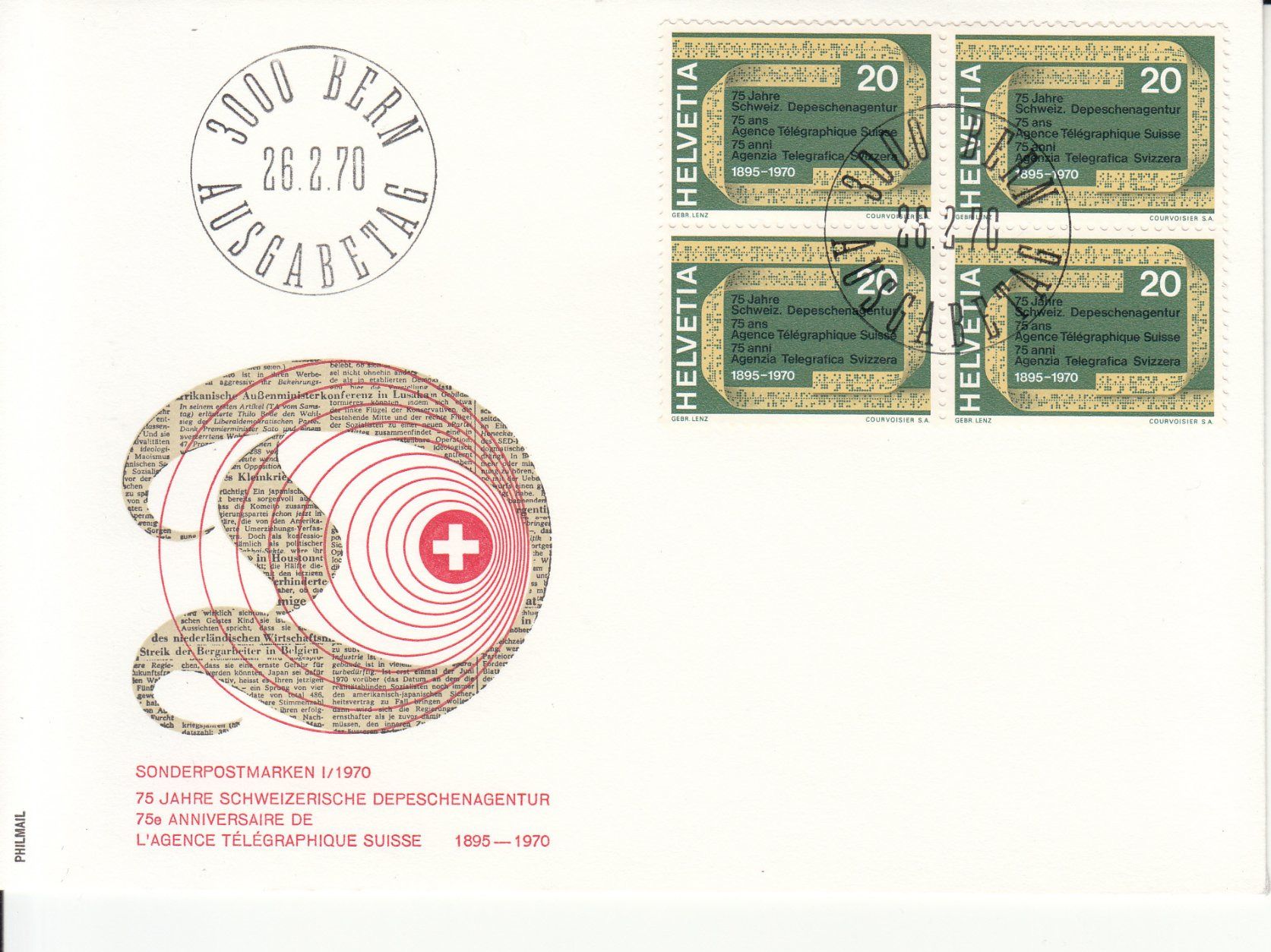 Tutti i francobolli: SBK 476 - 480 im 4er-Block FDC Philmail – Usato da Bürglen TG venduto da StampGraf 1