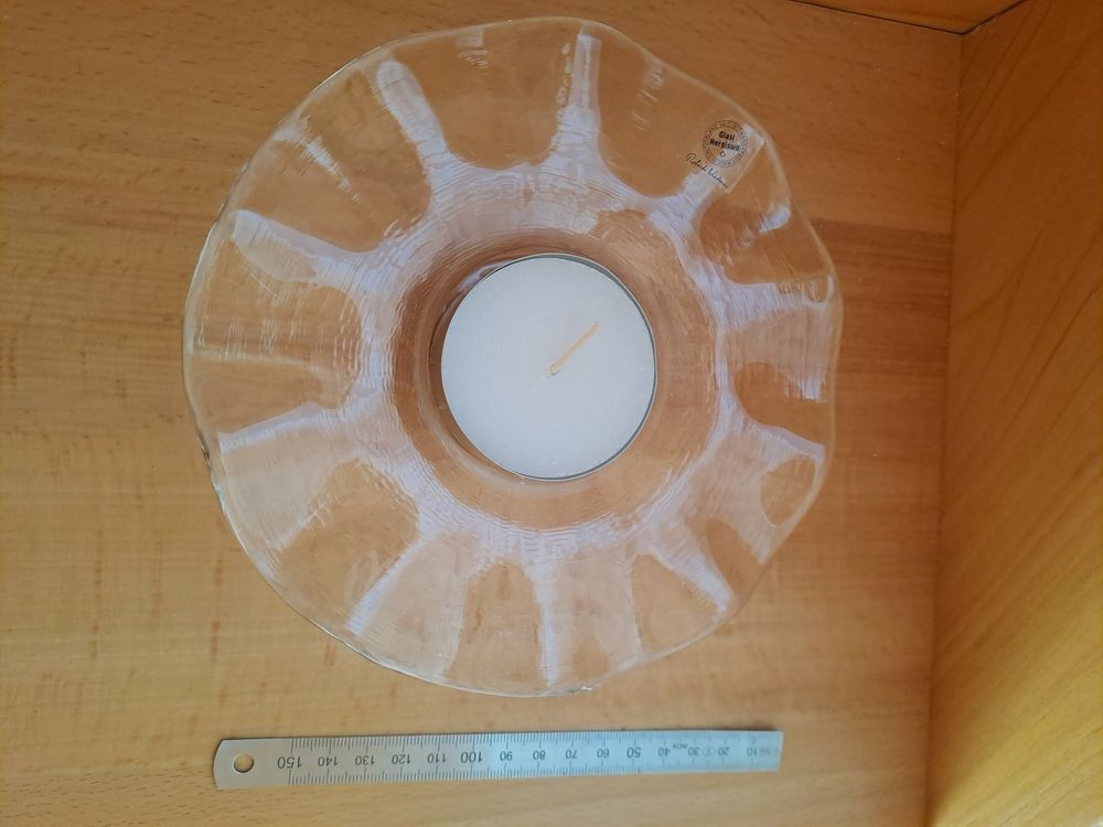 Glasi Hergiswil Bicchieri: Glasschale mit Kerze / Glasi Hergiswil – Nuovo e nell'imballaggio originale da Andwil TG venduto da Natur5 2