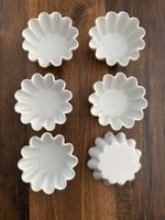 6 Stk. ofenfeste Back Souffle Förmchen weiss gewellt - Neu