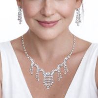 Schmuckset Ohrringe + Collier Strass Schmucklot silber 56