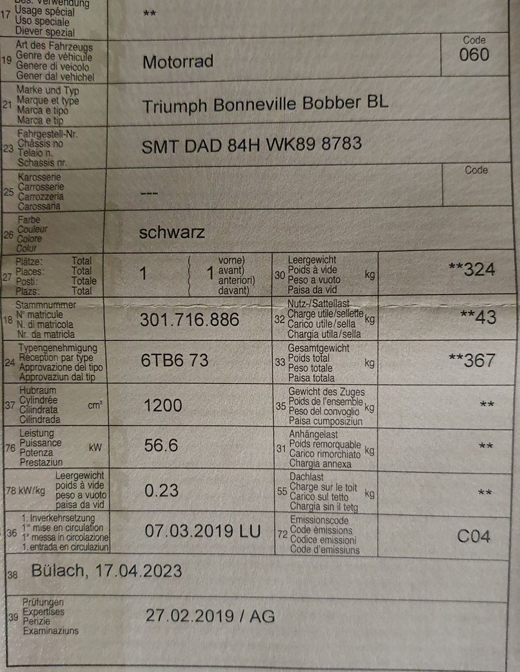 Triumph Strada: Triumph Bonneville Bobber Black – Usato da Nänikon venduto da Helvetia69 9