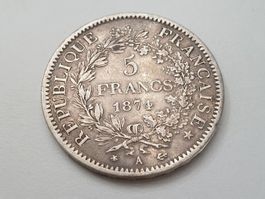 🇫🇷 France 5 Francs 1874 A VF **Silver 25g .900**
