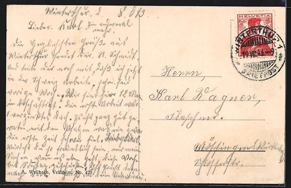 Cartes postales: AK Winterthur, Ortsansicht mit Kirche – D'occasion à Berlin par bartko-reher 1