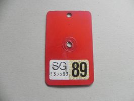 Velonummer Velo SG 1989 St.Gallen 89 Nummer Geschenk Bike
