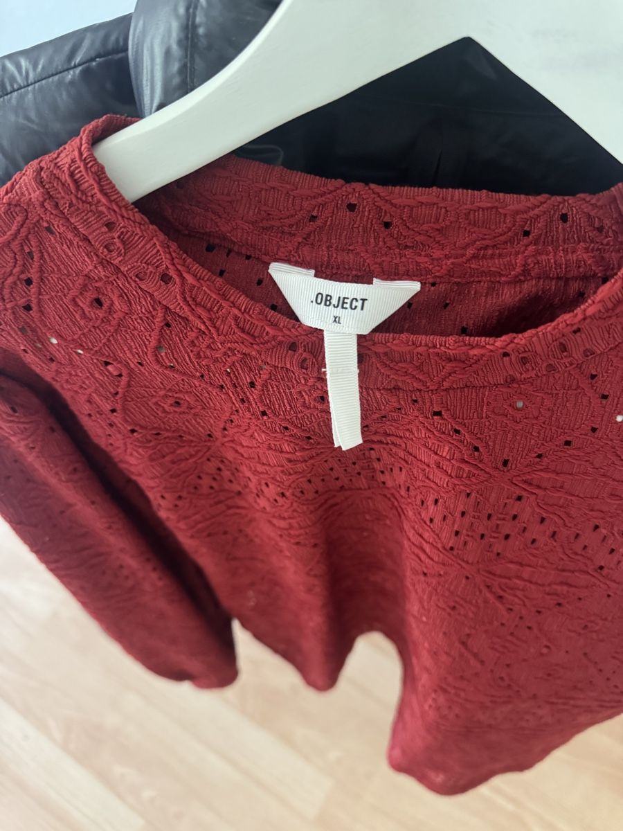 Camicette: OBJECT Spitzenbluse Bordeaux Rot Gr. XL – Usato da Basel venduto da Claire085 1