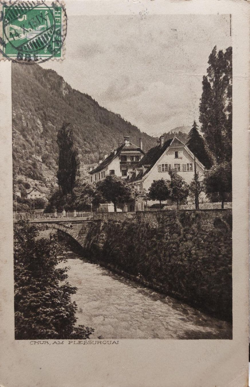 Ansichtskarten: CHUR - Am Plessurquai - 1913 – Gebraucht aus Delémont von Domdom1
