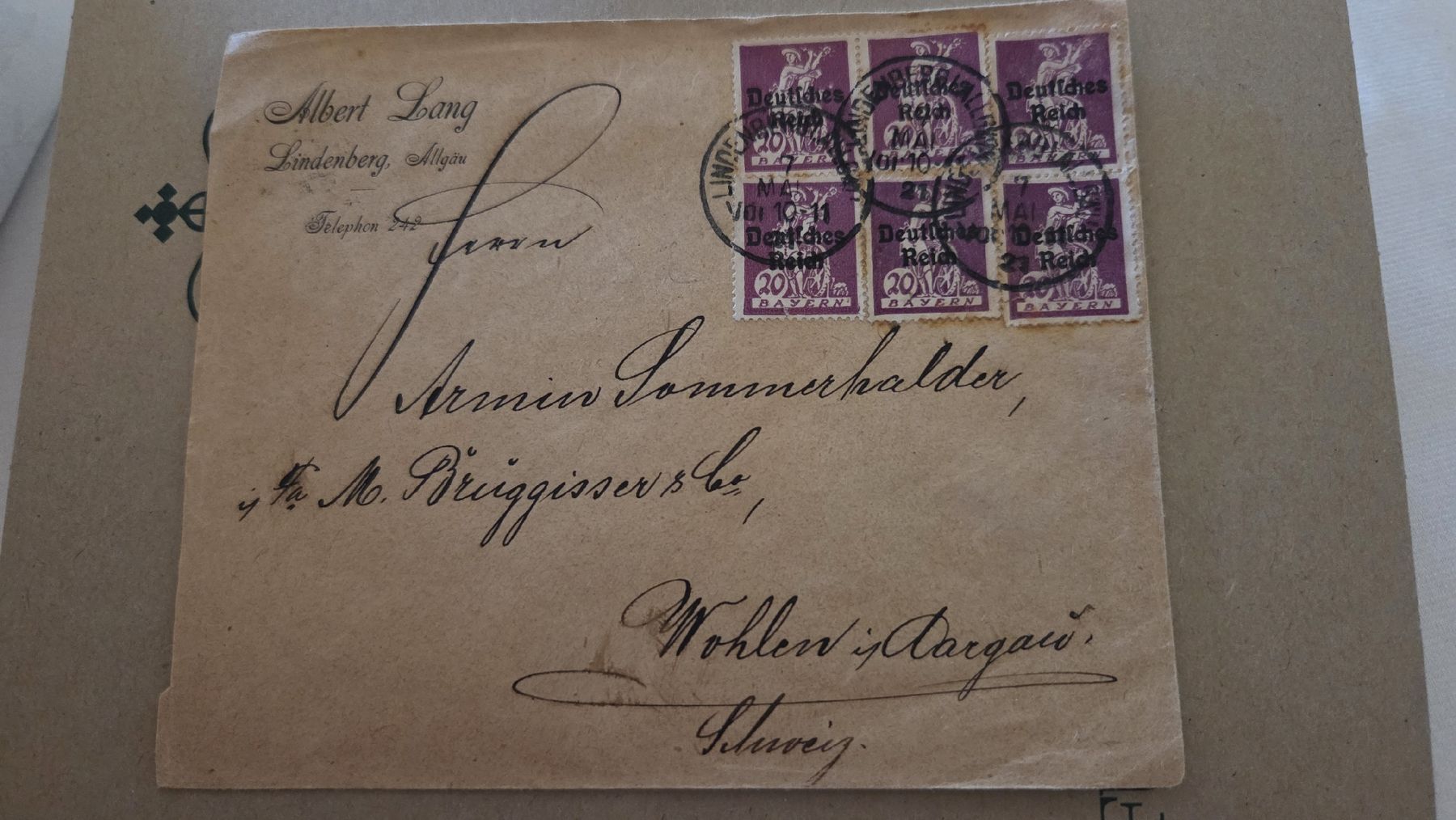 Tutti i francobolli: 1921 Brief Deutsches Reich – Usato da Arni AG venduto da Moth68