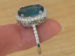 Luxus Elegante Gr.18/8 Ring Farbe: Silber /blau Zirkonia