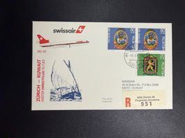 Swissair Erstflugbrief Zürich-Kuwait 1983