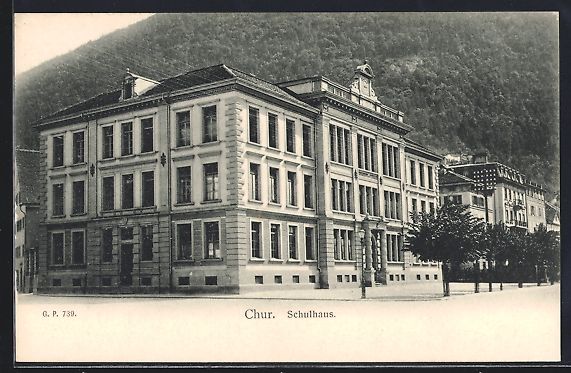 Cartes postales: AK Chur, Schulhaus mit Strassenpartie – D'occasion à Berlin par bartko-reher