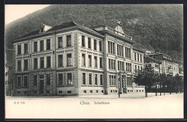 AK Chur, Schulhaus mit Strassenpartie