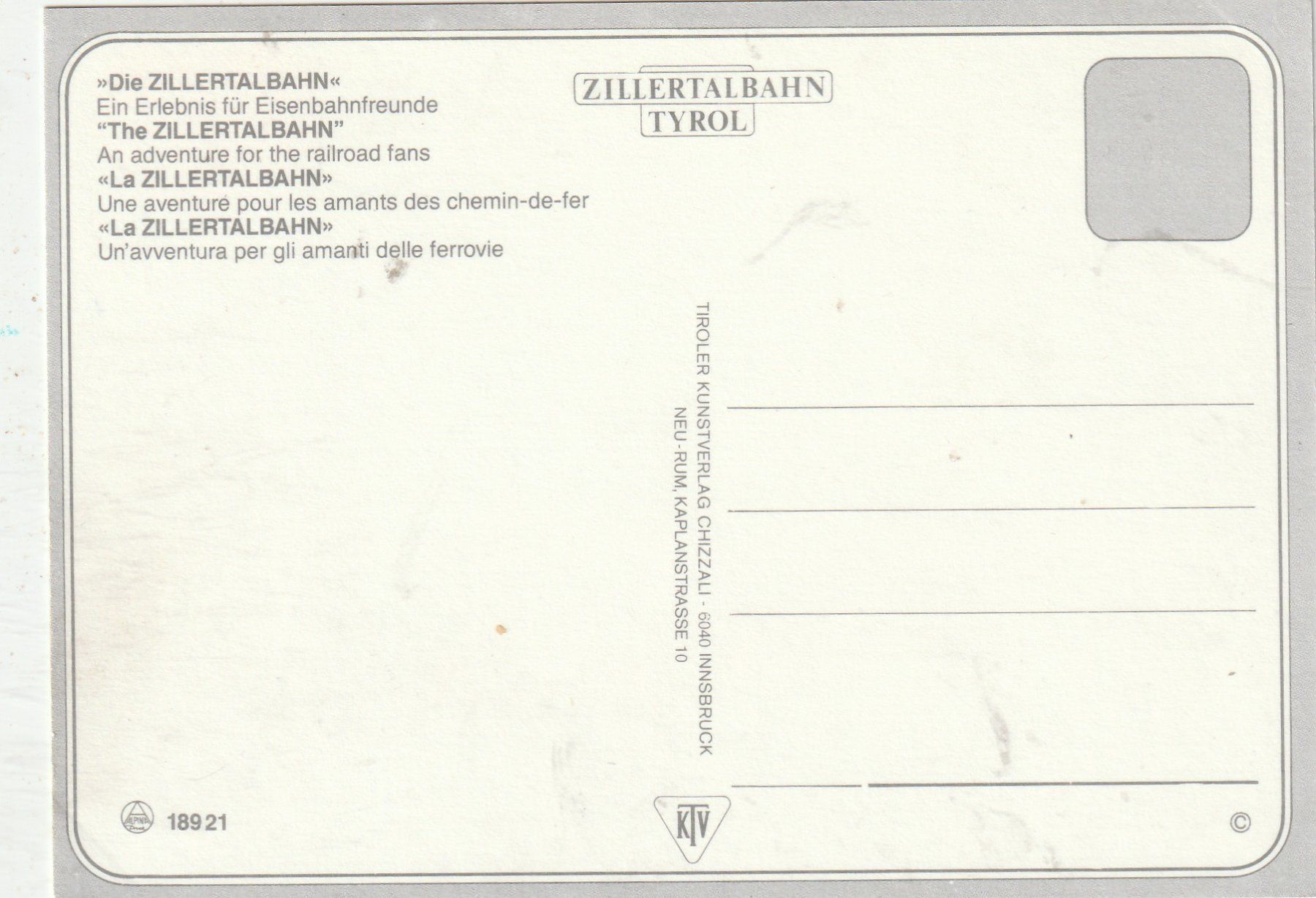 Cartes postales: Zilertaler Bahn – D'occasion à Lumbrein par made02 1