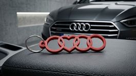 Audi Herz Schlüsselanhänger – Ringe mit Herz-Design - rot