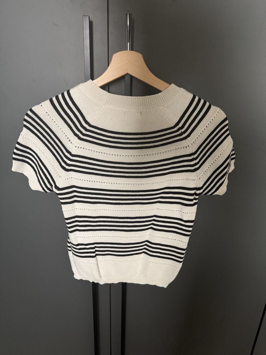 Massimo Dutti T-shirt: Massimo Dutti Strickoberteil gestreift Weiss/Schwarz  XS – Usato da Brüttisellen venduto da tinaD_ 2