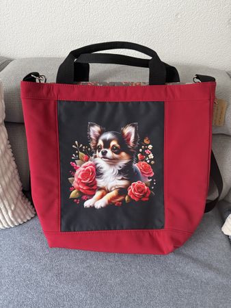 Rote Chihuahua-Handtasche Shopper, Handmade - neu