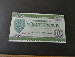 Faröer 1949, 10 Kronur - ungefaltet