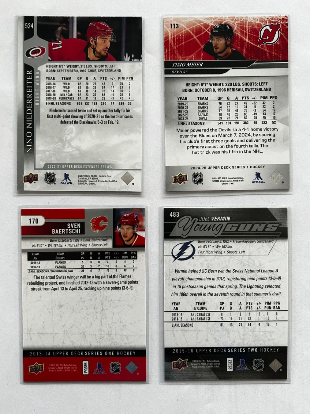NHL Sammelbilder & Trading cards: Upper Deck NHL 4er-Set Swiss Players – Gebraucht aus Oberwil-Lieli von Mhd 1