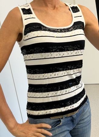 Top Shirt Gilet gestreift mit Pailetten S
