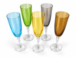 Gläser - Lot de 5 flûtes à champagne colorées