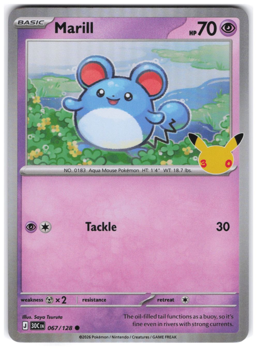 Pokémon Carte collezionabili: Marill / 30th Celebration / 30C 067 – Nuovo (secondo la descrizione) da Arni AG venduto da PokemonCardsStore